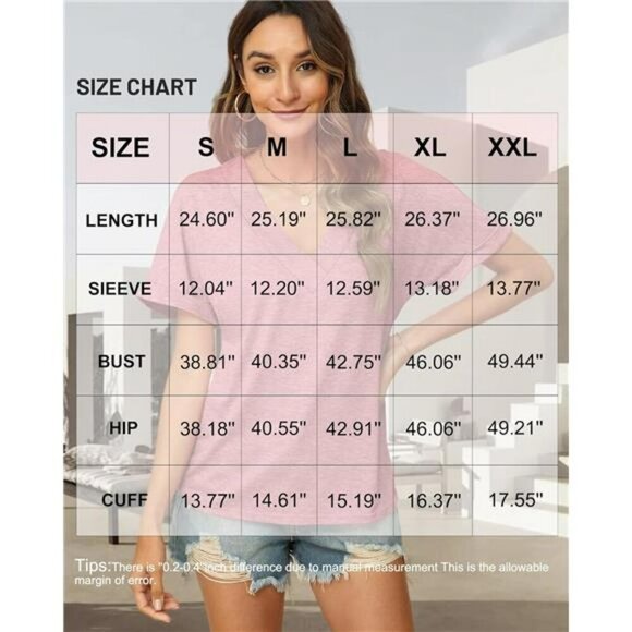 Womens V Neck Short Sleeve T Shirt Casual Summer Beach Vacation Top 2025 - Picture 6 of 7